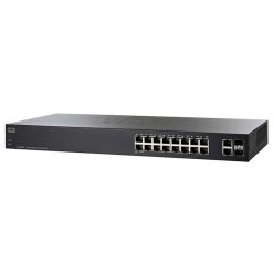 góc nghiêng trái mặt trước Switch chia mạng Cisco SG200-18
