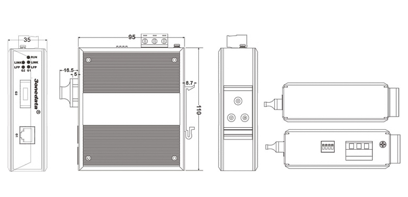 Bộ chuyển đổi quang điện công nghiệp - 3Onedata Model IMC101GT-GF