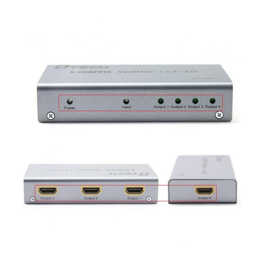 Bộ chia cổng HDMI 1 ra 4 cổng Dtech DT-7007