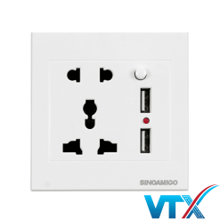 Ổ cắm điện + 2 cổng USB sạc đa năng Sino Amigo_1