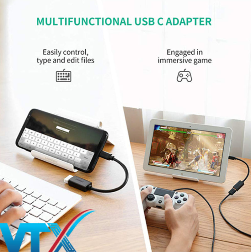 Cáp chuyển đổi USB type C sang USB 3.0 dẹt dài 0,5m Ugreen 10691_1