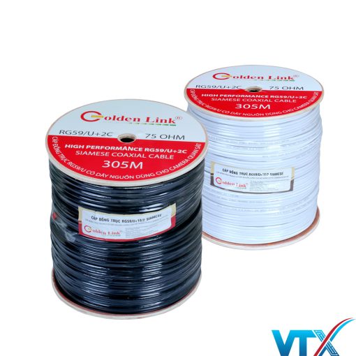 Cáp đồng trục kèm nguồn Golden Link RG59U 2C 305M