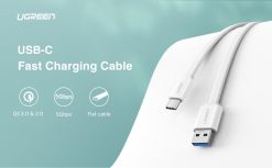 Ugreen 10693 Usb 3.0 To Usb C Flat Cable White 1.5M