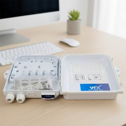 Ảnh chụp bên trong Hộp phối quang ODF 16FO outdoor ngoài trời (vỏ nhựa) đầy đủ phụ kiện