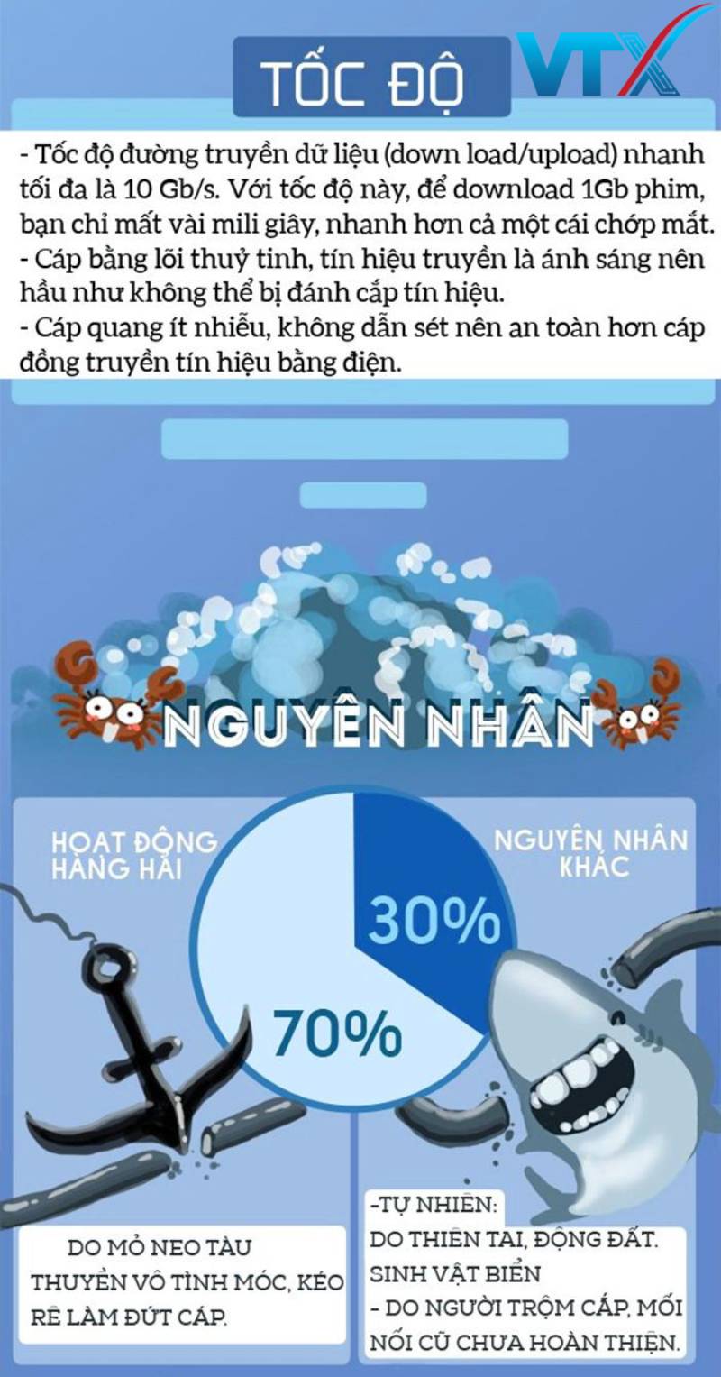 Nguyên nhân gây đứt cáp quang biển