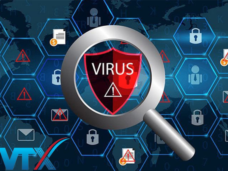 Computer virus concept in word tag cloud on white background