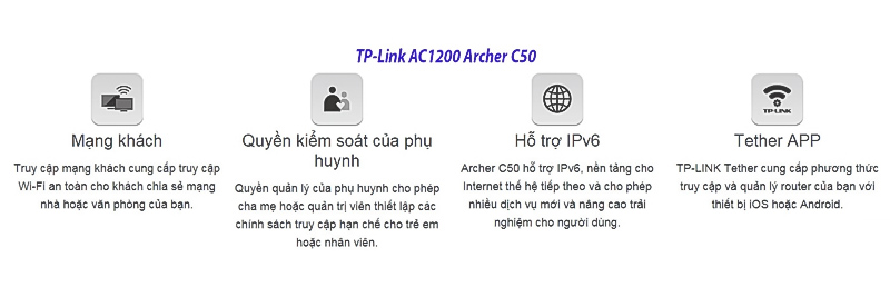 Bộ phát Wifi 4 râu cực mạnh TP-Link AC1200 Archer C50_3