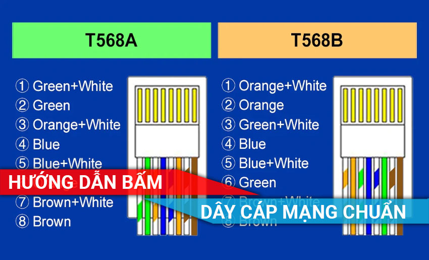 Hướng dẫn bấm cáp mạng thẳng và chéo