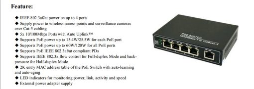 Switch 4 port PoE