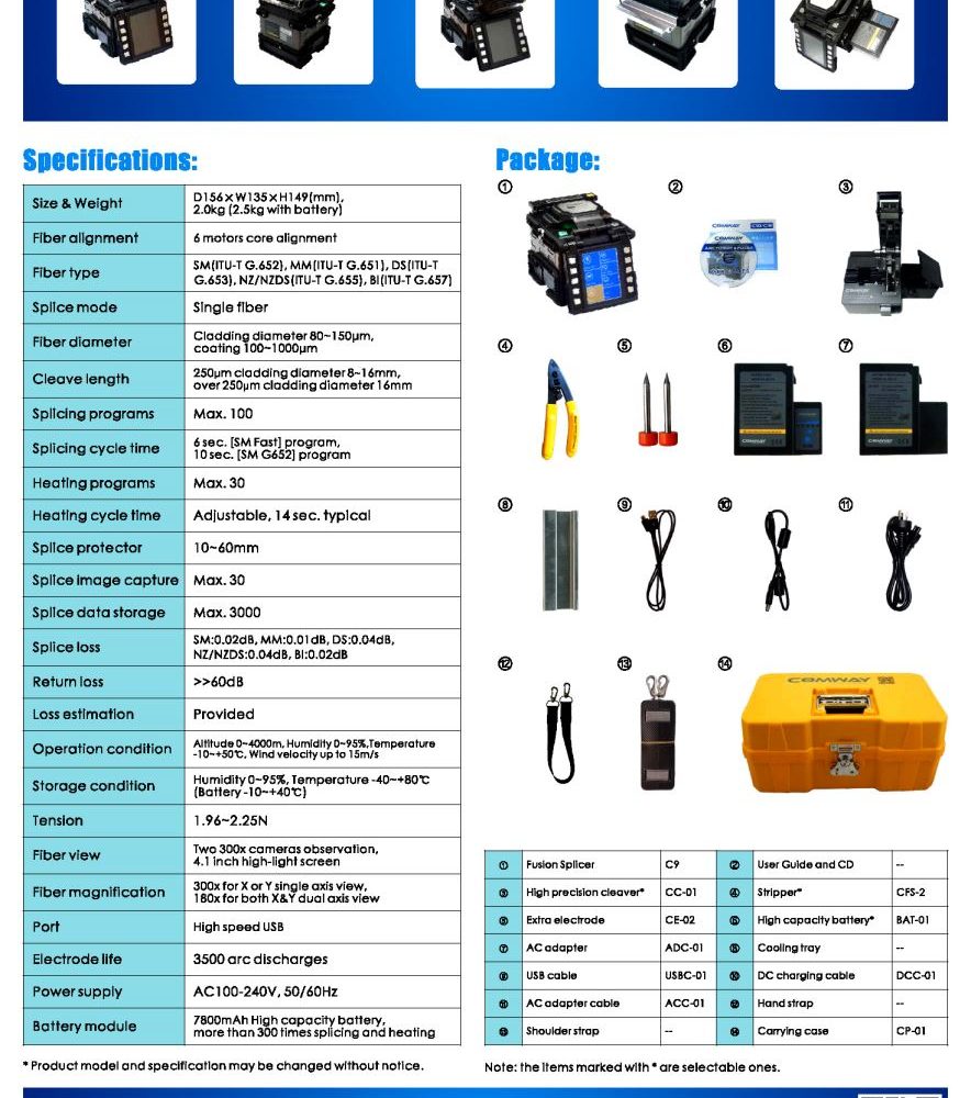 Máy hàn cáp quang Comway C9