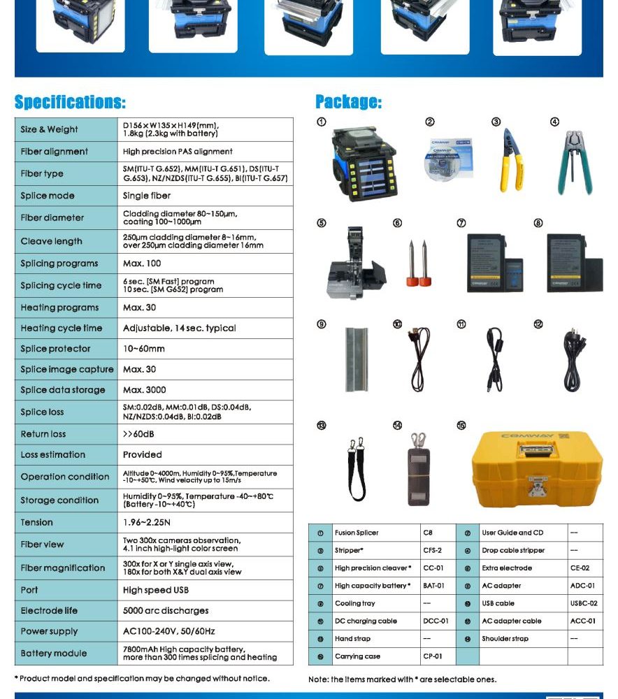 Máy hàn cáp quang Comway C8