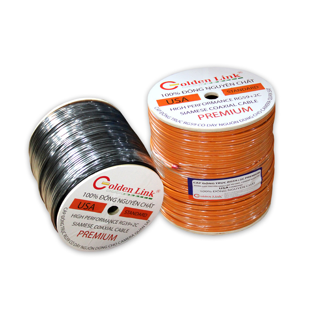 Cáp đồng trục Golden Link RG59+2C Premium đồng nguyên chất (2)