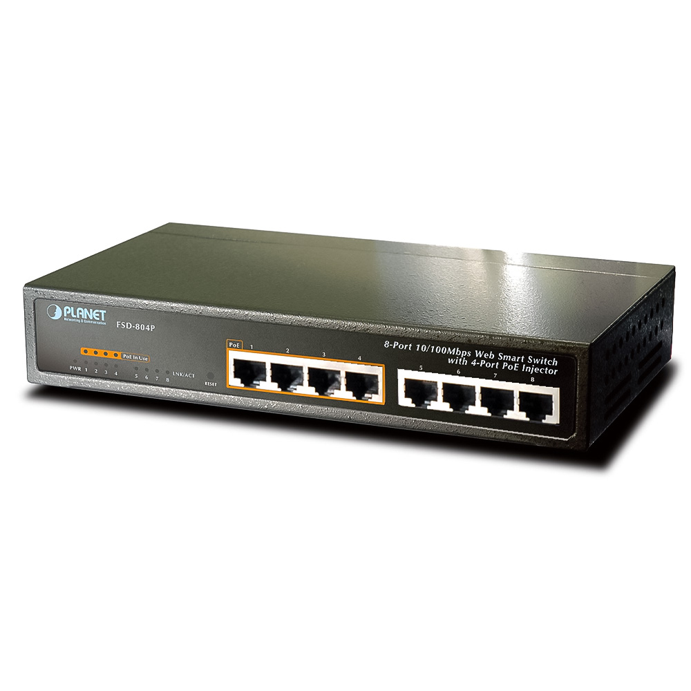 Switch chia mạng PLANET 8-port FSD-804P 10100Mbps with 4-port PoE