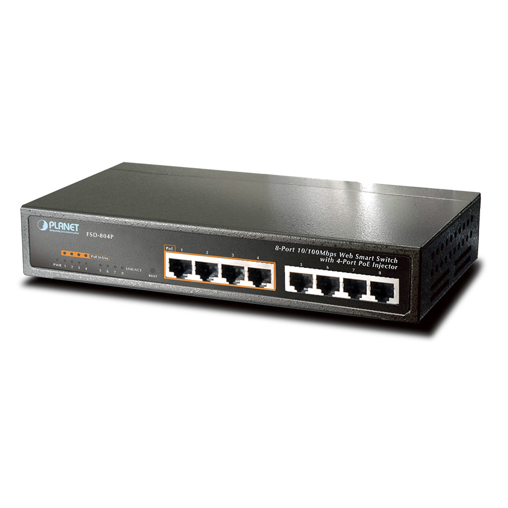 Switch chia mạng PLANET 8-port FSD-804PS 10100Mbps with 4-port PoE (1)