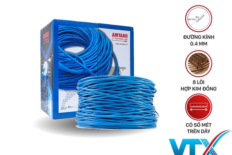 Cáp mạng AMTAKO Cat6 UTP 6111 chính hãng