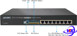 Switch chia mạng PLANET 8-port 10/100Mbps PoE FSD-808HP