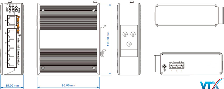 Switch công nghiệp 3Onedata 5 cổng Ethernet Gigabit IES205G