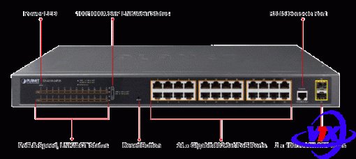 Switch PLANET 24-port 10/100/1000Mbps PoE GS-4210-24P2S