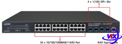 Switch PLANET 24-port 10/100/1000Mbps + 4-port GS-2240-24T4X