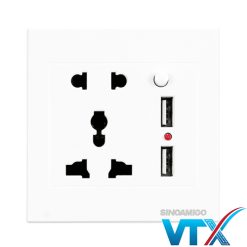 Ổ cắm điện âm tường Sino Amigo SW-1UAS 2 ổ điện + 2 cổng sạc USB