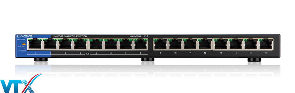 Switch chia mạng PoE Linksys LGS116P