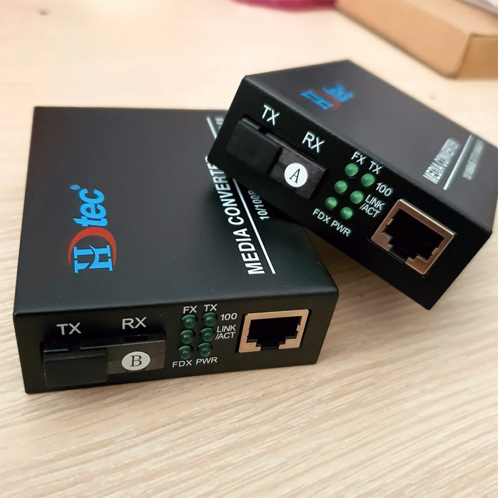 Bộ chuyển đổi quang điện HDTec 100M hoặc 1000M + 1 cổng RJ45 (1)