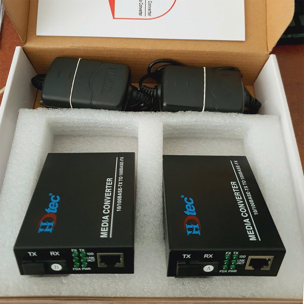 Bộ chuyển đổi quang điện HDTec 100M hoặc 1000M + 1 cổng RJ45 (2)