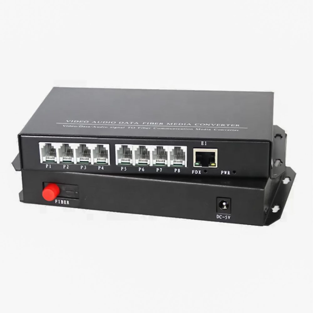 Bộ chuyển đổi quang sang RJ11RJ12 HDTec 8 Port + 1 Port RJ45 10100Mbps (1)