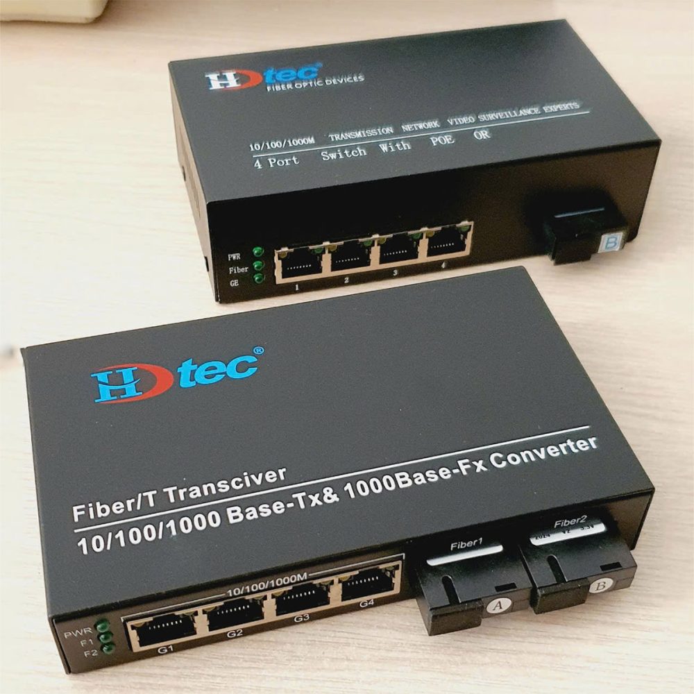 Converter quang 2 sợi HDTec Gigabit + 4 cổng RJ45 (3)