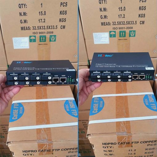 Converter quang 8 sợi HDTec 6A-2B + 2 cổng RJ45 10_100M