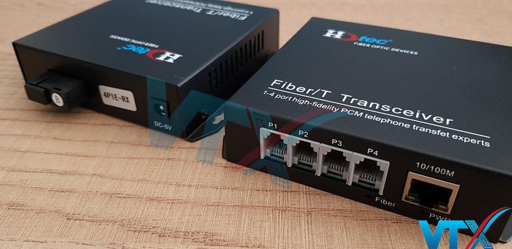 Bộ chuyển đổi quang sang RJ11/RJ12 HDTec 4 Port + 1 Port RJ45 10/100Mbps