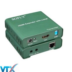 Bộ kéo dài HDMI SOFLY 50m + chia 2 HDMI sử dụng cáp mạng