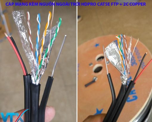 Cấu tạo Cáp mạng ngoài trời HDPRO Cat5e FTP + 2C OUTDOOR