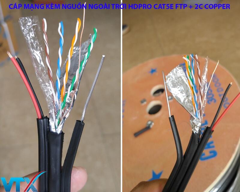 Cấu tạo Cáp mạng ngoài trời HDPRO Cat5e FTP + 2C OUTDOOR