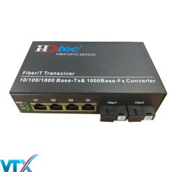 Converter quang 2 sợi + 4 cổng PoE HDTec 1000M