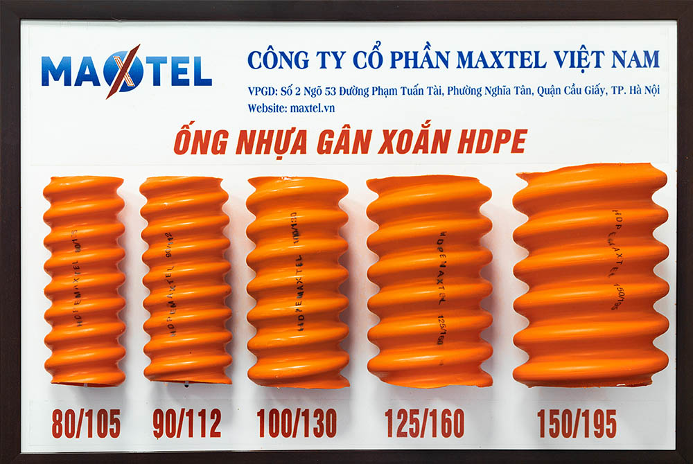 Ống nhựa gân xoắn HDPE MAXTEL 200/260