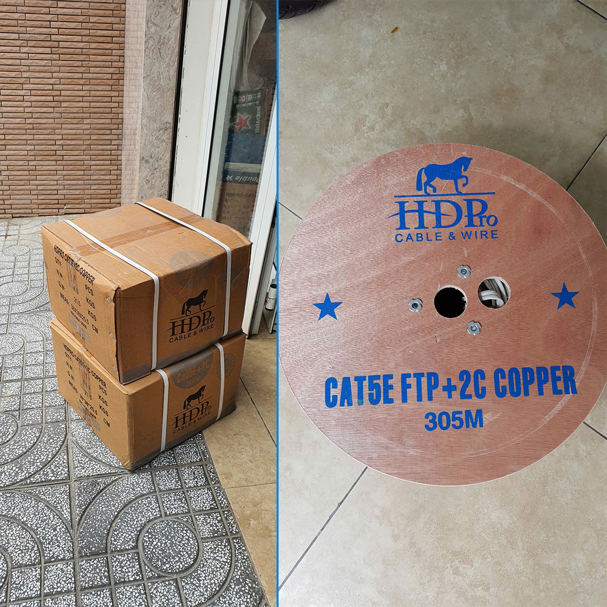 Cáp mạng kèm nguồn HDPRO Cat5e FTP + 2C CCA