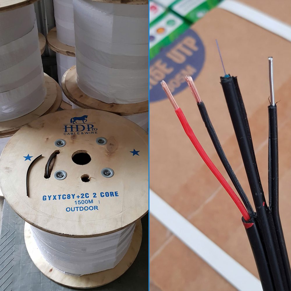 Cáp quang 2FO kèm nguồn HDPRO outdoor PN GYXTC8Y+2C (2)