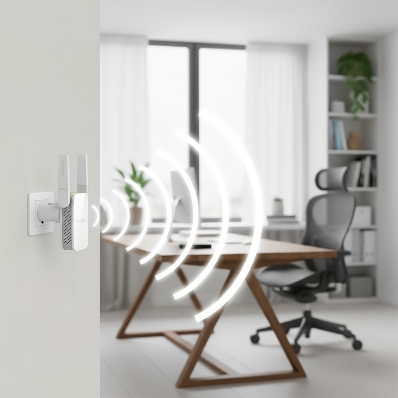 Bộ kích sóng Wifi D-Link DAP-1720 được lắp đặt trong phòng làm việc