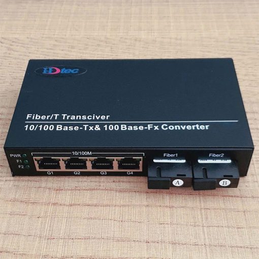 Converter Quang HDTEC 2 SC + 4 RJ45 SM 10_100Mbps