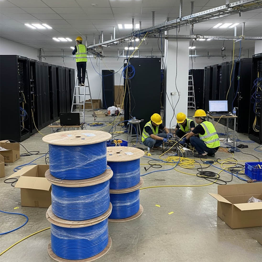 Cáp mạng CAT7 S_FTP được lắp đặt trong phòng máy chủ của trung tâm thương mại