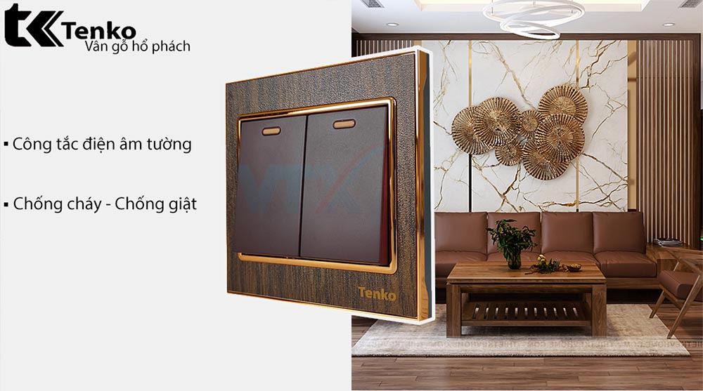 Công tắc âm tường 2 công tắc Tenko TK-F71-A-02