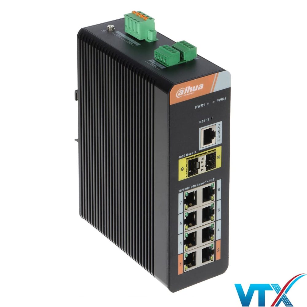 Switch Công nghiệp Dahua 10 port PoE 1000Mbps DH-PFS4210-8GT-DP