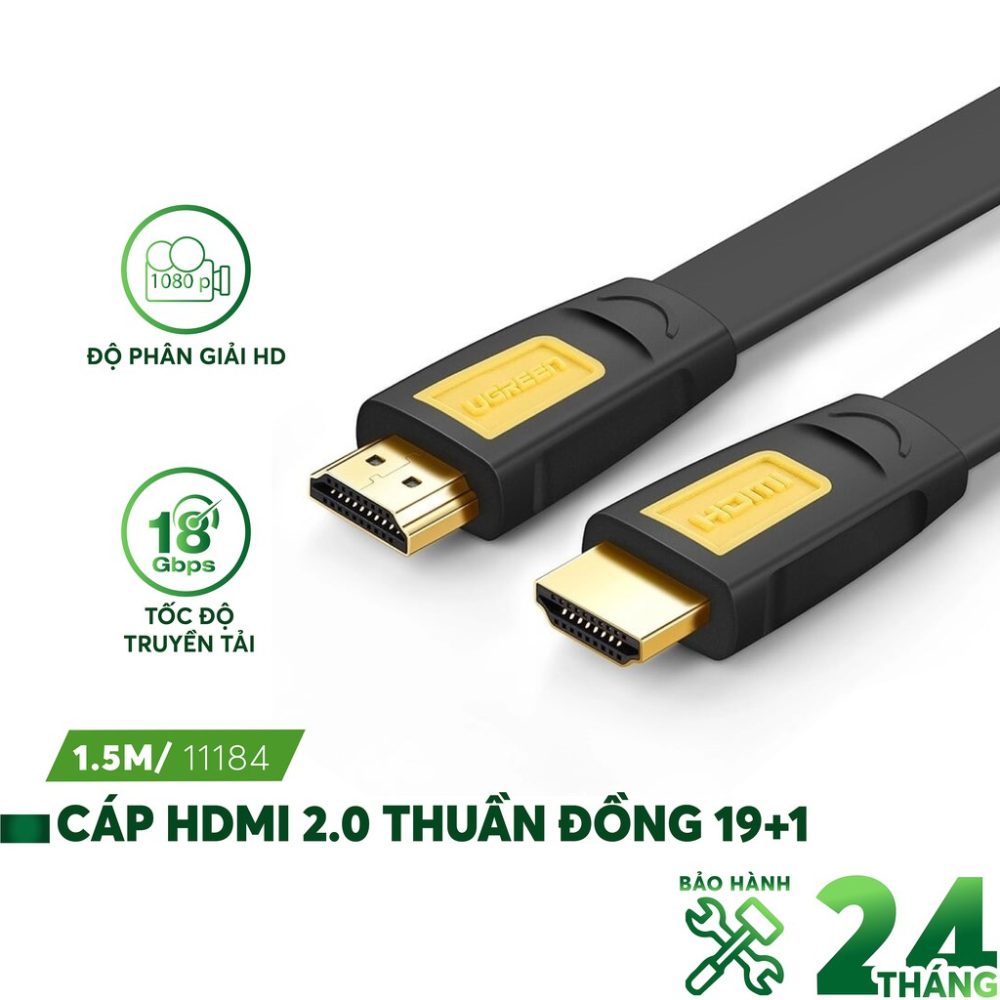 Dây HDMI Ugreen sợi dẹt 10m hỗ trợ 4Kx2K UG-11183