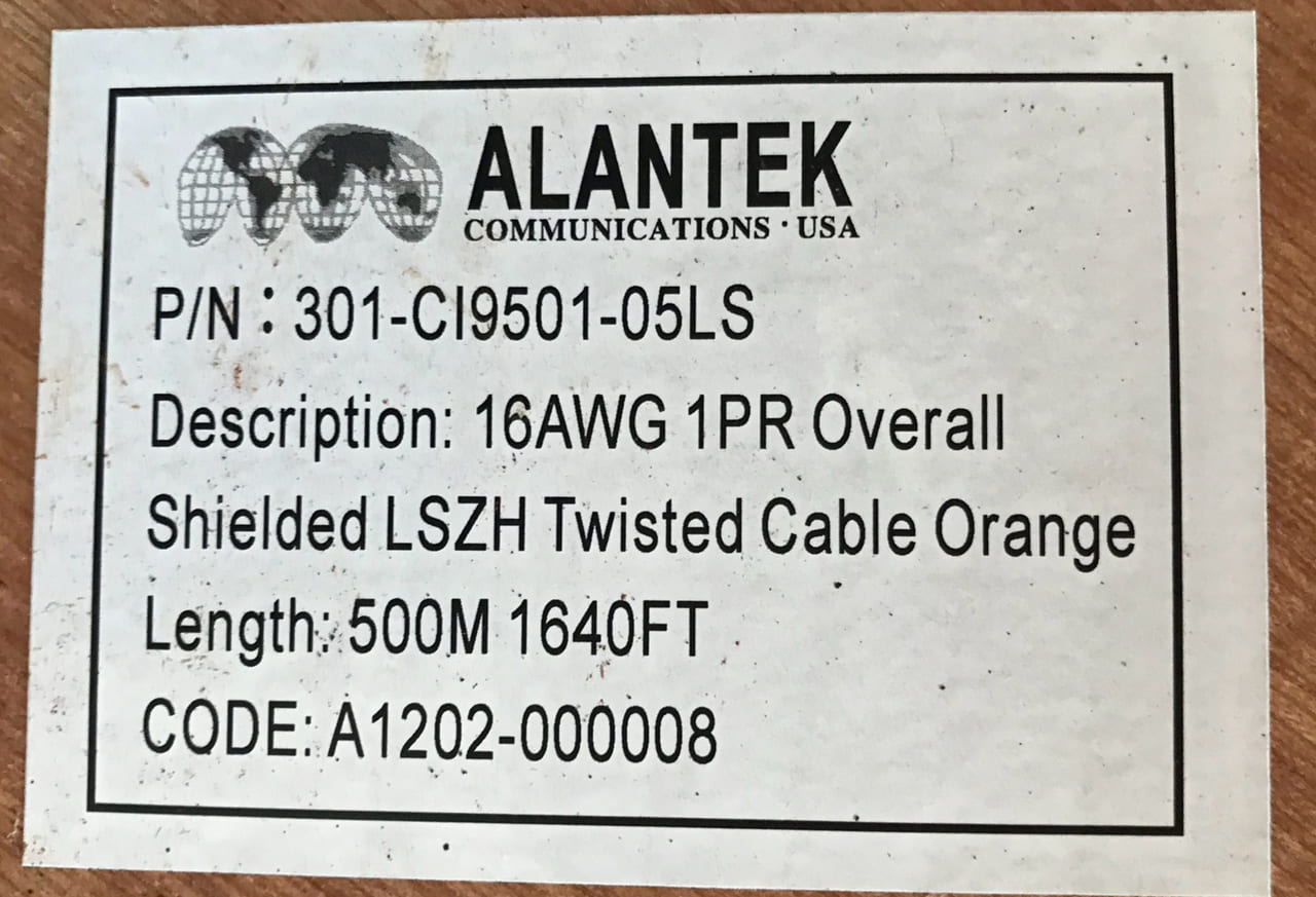 Kí hiệu trên dây cáp điều khiển Alantek