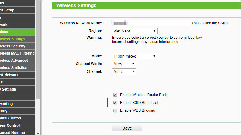 Thay đổi SSID