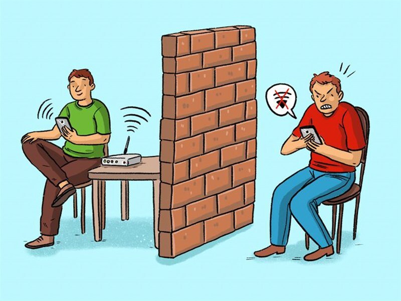 Tường quá dày gây ảnh hưởng kết nối wifi