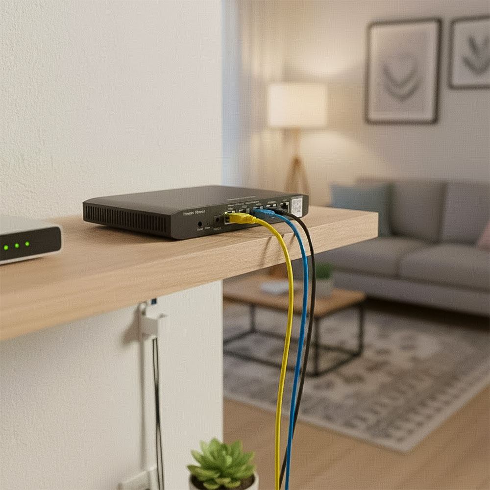 Bộ định tuyến cân bằng tải Ruijie RG-EG105G-P V2 lăp đặt trong hệ thống mạng gia đình Bộ định tuyến cân bằng tải Ruijie RG-EG105G-P V2 lăp đặt trong hệ thống mạng gia đình