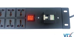 thanh nguồn PDU 12 ổ cắm đồng hồ báo điện