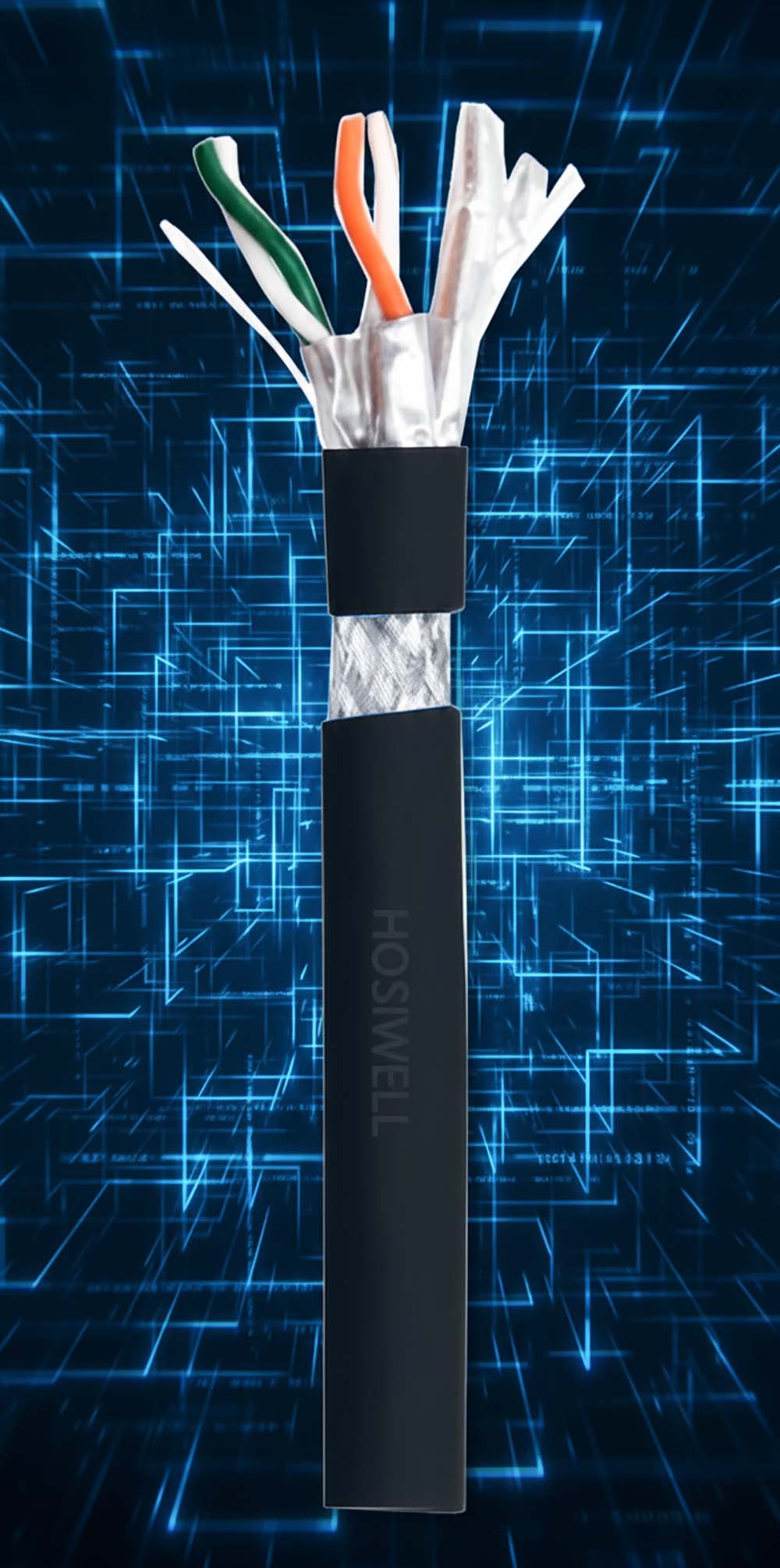 Cáp mạng ngoài trời Cat6A S_FTP 4 Pair Hosiwell 30205-D-BK